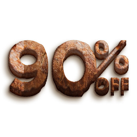 90 Percent Discount Offers Tag with Bakery Style Designの写真素材