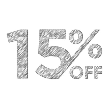 15 Percent Discount Offers Tag with Pencil Sketch Style Design