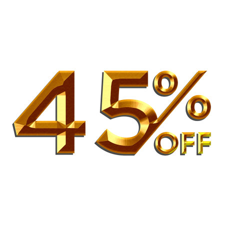 45 Percent Discount Offers Tag with Golden Style Design