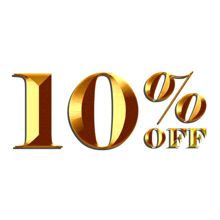 10 Percent Discount Offers Tag with Golden Style Designの写真素材