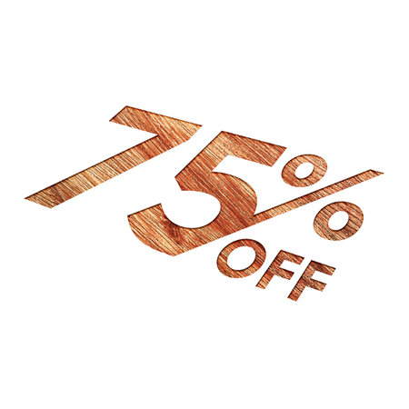 75 Percent Discount Offers Tag with Wooden Engrave Style Designの写真素材
