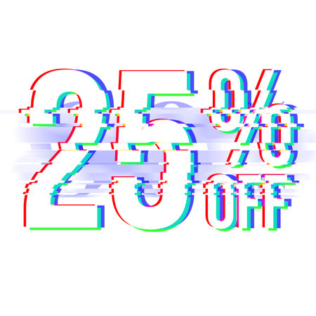 25 Percent Discount Offers Tag with Glitch Style Designの写真素材