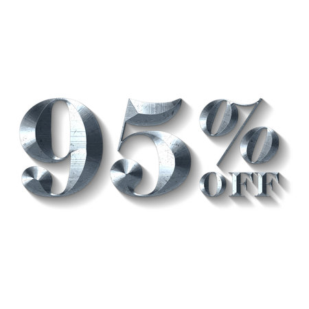 95 Percent Discount Offers Tag with Grey Metal Style Design