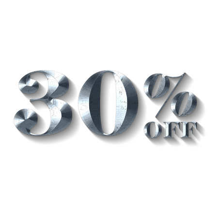 30 Percent Discount Offers Tag with Grey Metal Style Design