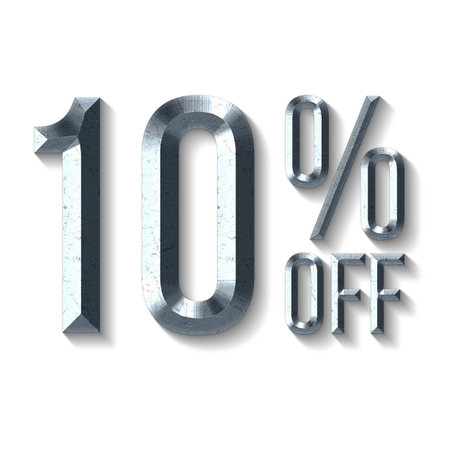 10 Percent Discount Offers Tag with Grey Metal Style Design