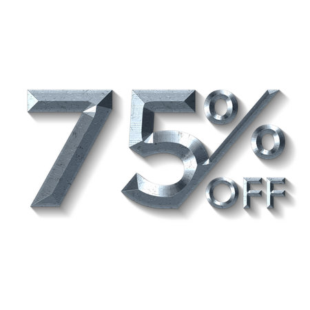 75 Percent Discount Offers Tag with Grey Metal Style Designの写真素材