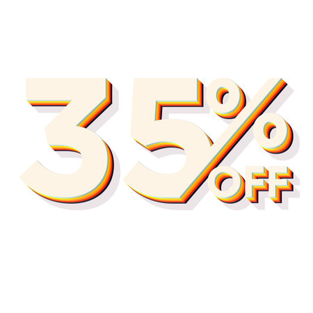 35 Percent Discount Offers Tag with Retro Style Designの写真素材