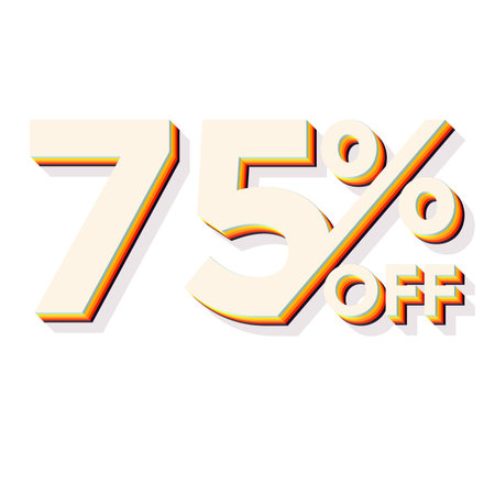 75 Percent Discount Offers Tag with Retro Style Design