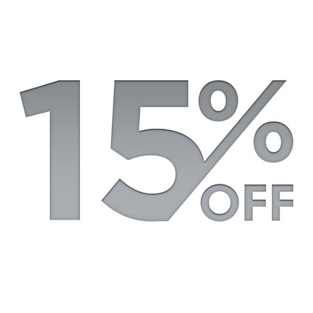 15 Percent Discount Offers Tag with Metal Engriving  Style Design