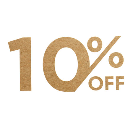 10 Percent Discount Offers Tag with Hard card cutted  Style Designの写真素材