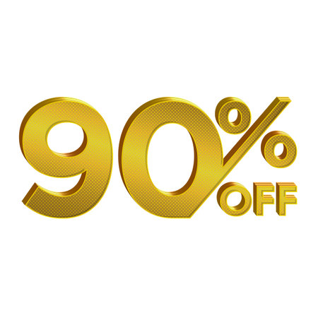 90 Percent Discount Offers Tag with Gold  Style Designの写真素材