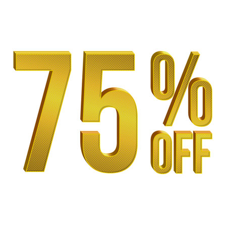 75 Percent Discount Offers Tag with Gold  Style Design