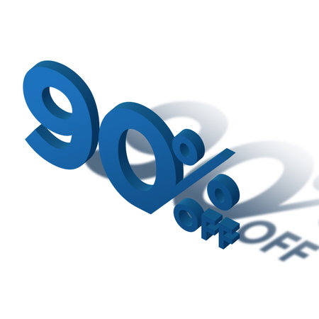 90 Percent Discount Offers Tag with Isomatric Style Designの写真素材