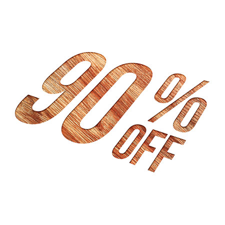 90 Percent Discount Offers Tag with Wooden Engrave Style Designの写真素材