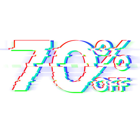 70 Percent Discount Offers Tag with Glitch Style Design