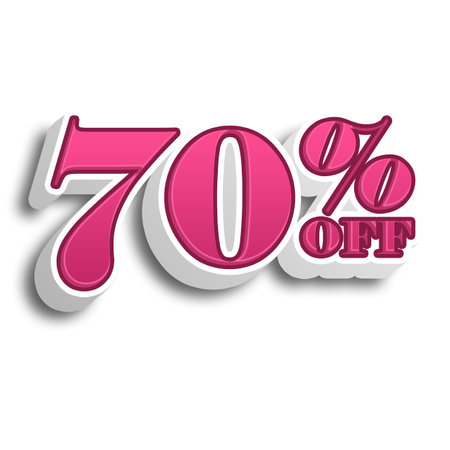 70 Percent Discount Offers Tag with Pink 3D Style Designの写真素材