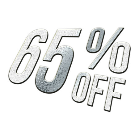 65 Percent Discount Offers Tag with Metal Style Designの写真素材