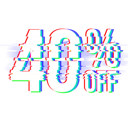 40 Percent Discount Offers Tag with Glitch Style Designの写真素材