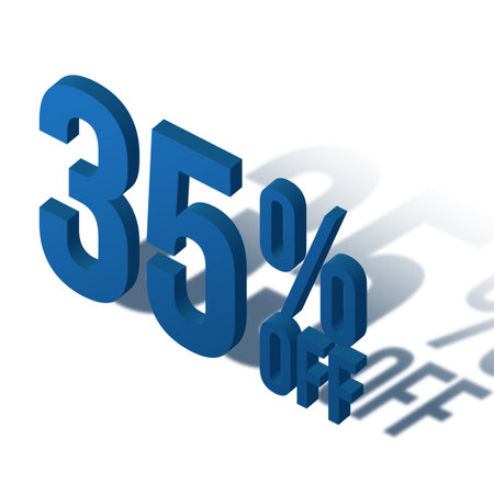 35 Percent Discount Offers Tag with Isomatric Style Designの写真素材
