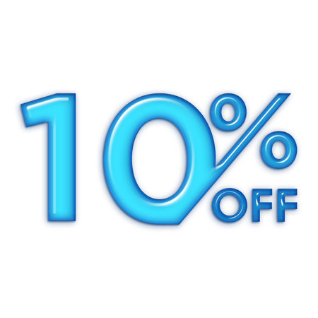10 Percent Discount Offers Tag with Blue Glossi Style Designの写真素材
