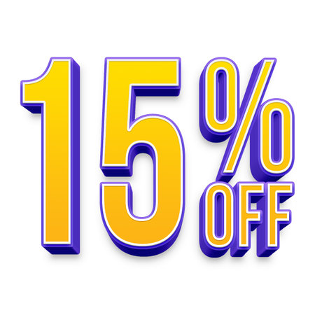 15 Percent Discount Offers Tag with Extrude  Style Designの写真素材