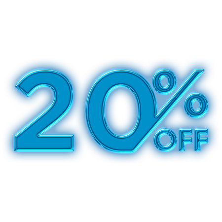 20 Percent Discount Offers Tag with LED Sign  Style Designの写真素材