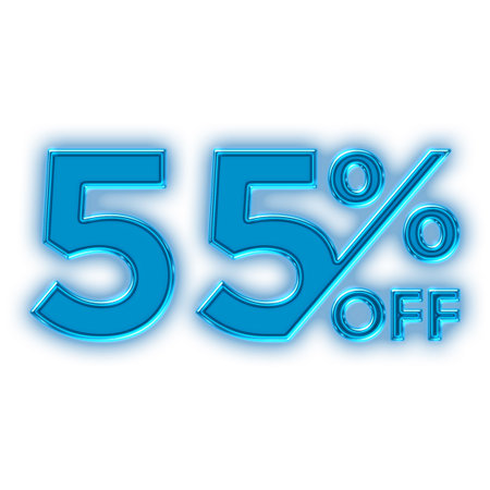 55 Percent Discount Offers Tag with LED Sign  Style Designの写真素材