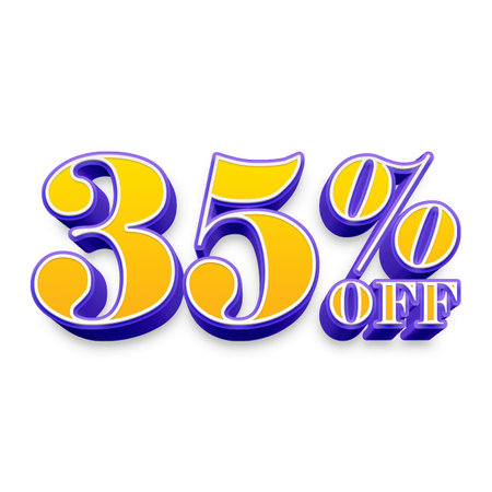 35 Percent Discount Offers Tag with Extrude  Style Designの写真素材