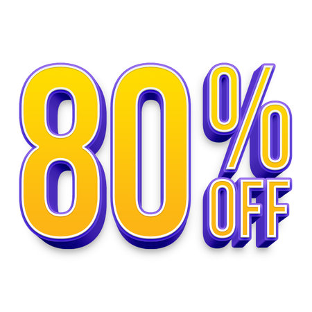 80 Percent Discount Offers Tag with Extrude  Style Designの写真素材