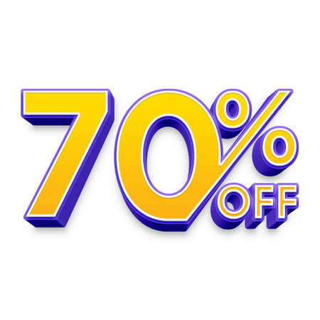 70 Percent Discount Offers Tag with Extrude  Style Designの写真素材
