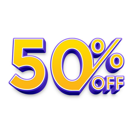 50 Percent Discount Offers Tag with Extrude  Style Designの写真素材
