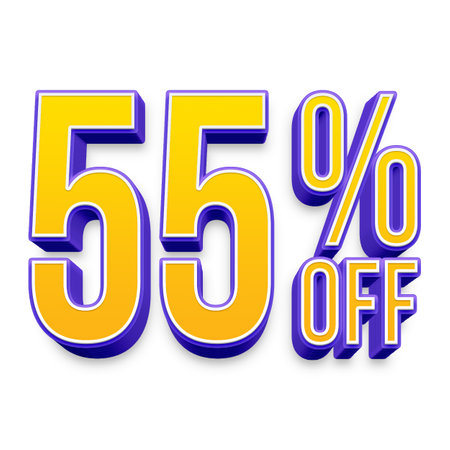 55 Percent Discount Offers Tag with Extrude  Style Designの写真素材