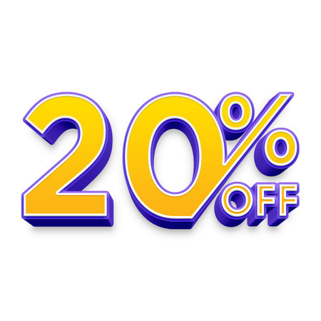 20 Percent Discount Offers Tag with Extrude  Style Designの写真素材