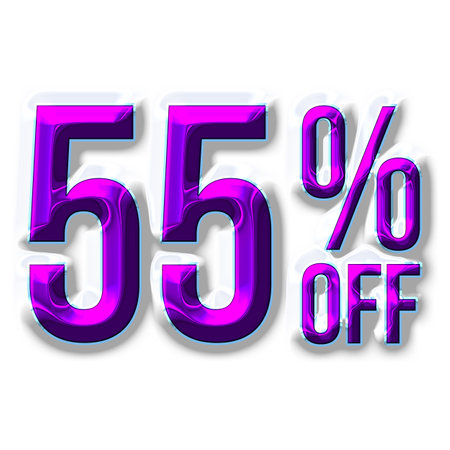 55 Percent Discount Offers Tag with Liquid Design