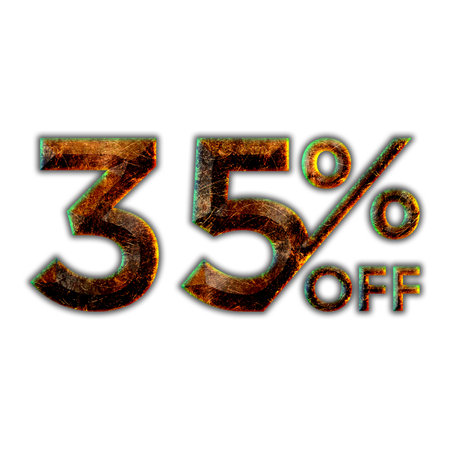 35 Percent Discount Offers Tag with Hot Iron Design