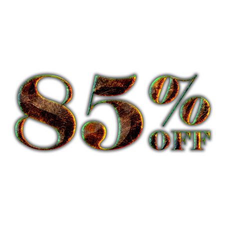 85 Percent Discount Offers Tag with Hot Iron Design