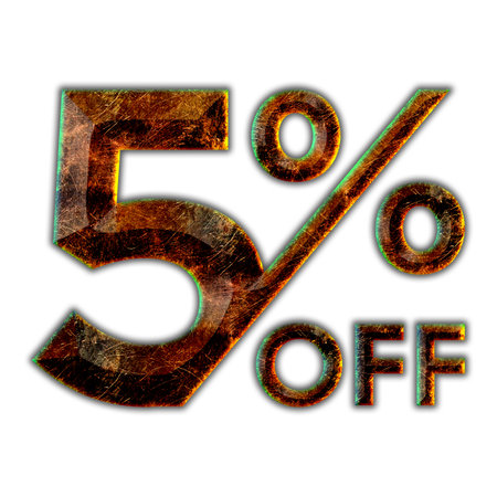 5 Percent Discount Offers Tag with Hot Iron Design