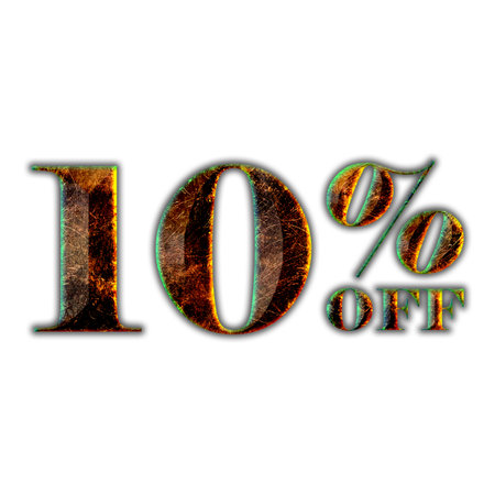 10 Percent Discount Offers Tag with Hot Iron Design