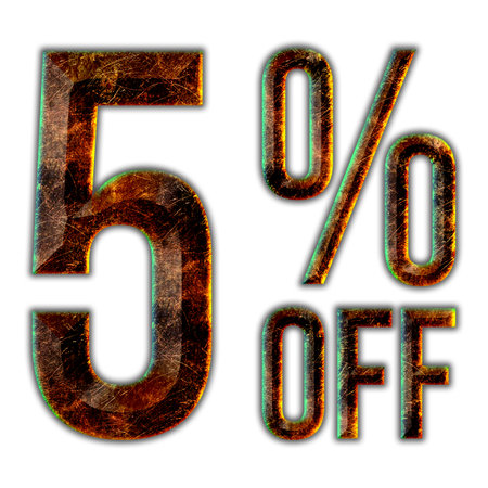 5 Percent Discount Offers Tag with Hot Iron Design