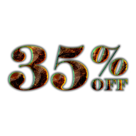 35 Percent Discount Offers Tag with Hot Iron Design