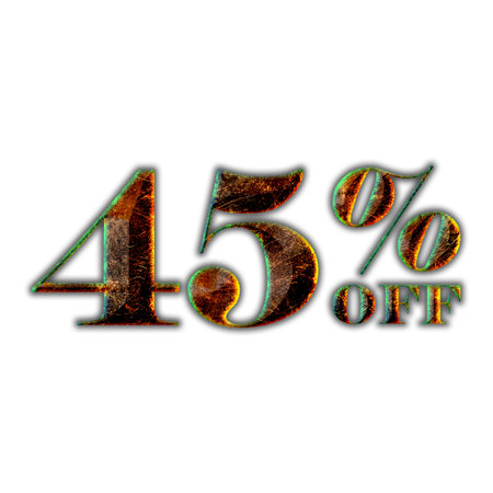 45 Percent Discount Offers Tag with Hot Iron Design