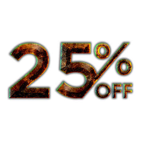 25 Percent Discount Offers Tag with Hot Iron Design