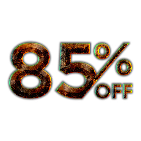 85 Percent Discount Offers Tag with Hot Iron Design