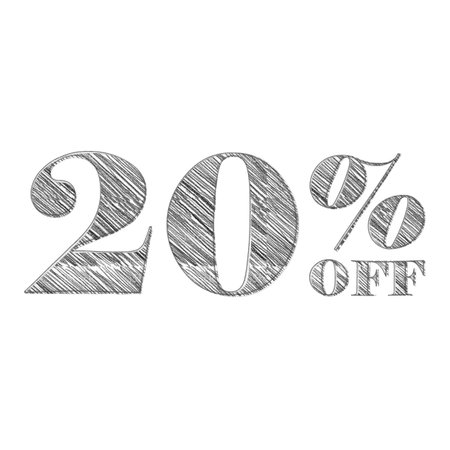 20 Percent Discount Offers Tag with Pencil Sketch Design