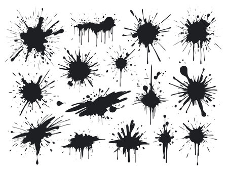 Set of ink blots. Grunge splashes. Ink blots. Vector illustrationのイラスト素材