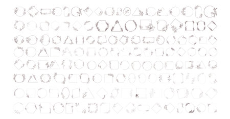 Set of vector floral elements. Hand drawn floral elements isolated on white background.のイラスト素材