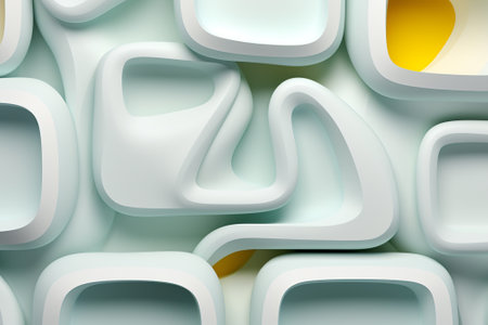 3d render of abstract background with rounded square shapes in white colorsの素材