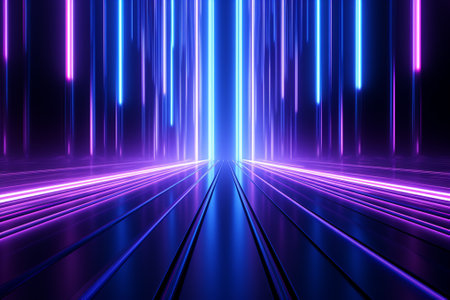 3d render, abstract background, neon light lines, ultraviolet lightsの素材