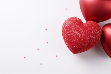 Valentine's day background. Red hearts on white background.の素材