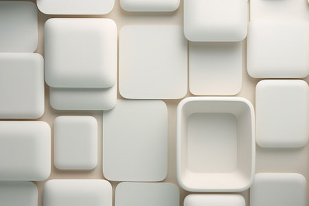 Abstract white squares background, 3d render illustration, square tile patternの素材